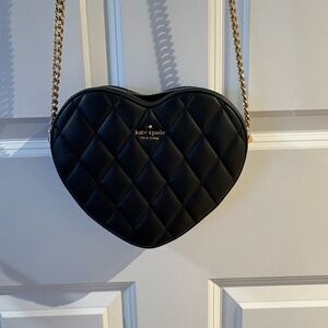 Kate Spade Love Shack Black Quilted Heart Crossbody Bag